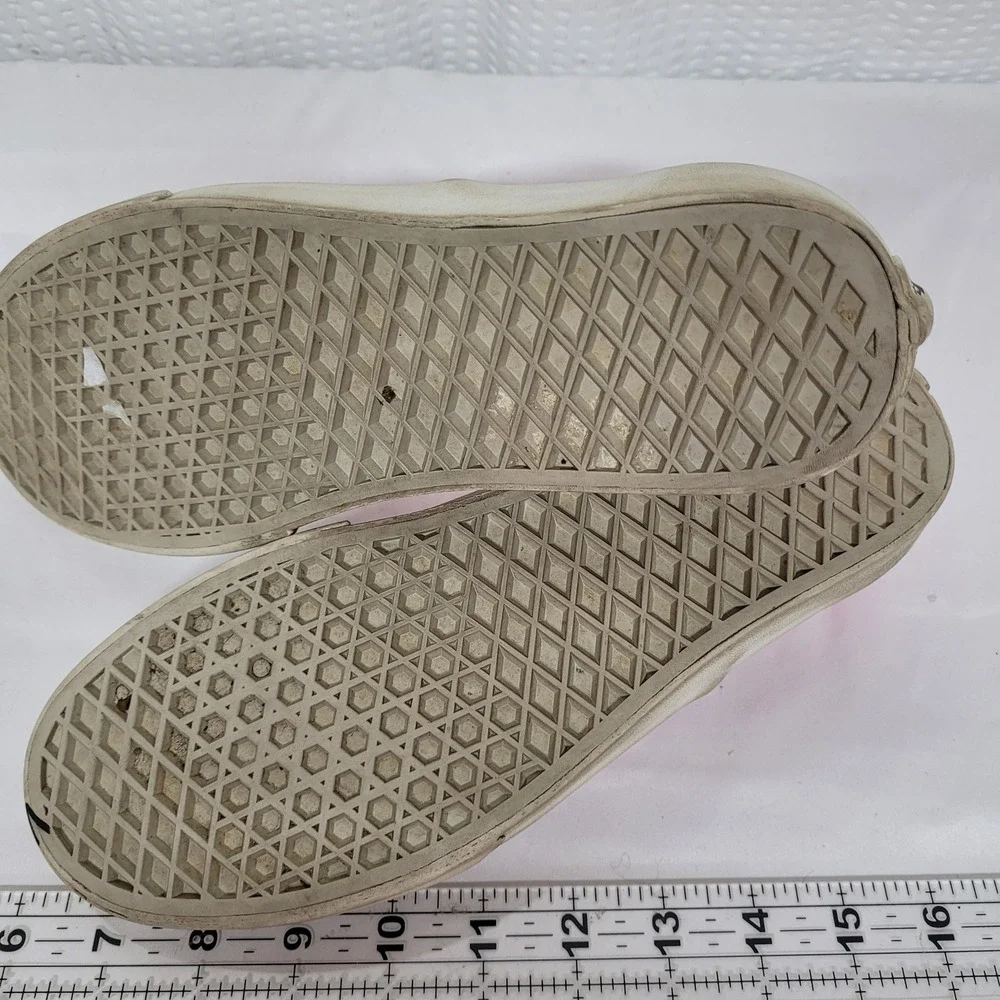 Vans Classic Slip On Custom Pink Drip White Canvas Skate Shoes Womens‎ 8.5 Men 7